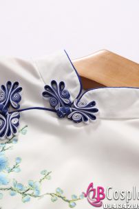 Váy Sườn Xám Cách Tân Hoa Sen- Xanh Đậm