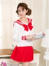Bộ Nữ Sinh Tay Dài Váy Đỏ Giá Rẻ