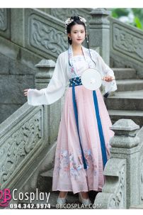 Hán Phục Cổ Trang Chiết Eo Hồng Anh