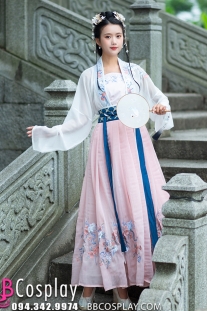 Hán Phục Cổ Trang Chiết Eo Hồng Anh