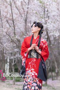 Yukata Mùa Hè Rực Rỡ Đỏ Phối Đen