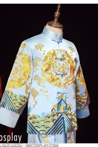 Hỉ Phục Tân Lang Tone Xanh Dương Cặp Long Phục Mới 2024