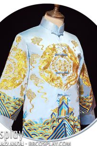 Hỉ Phục Tân Lang Tone Xanh Dương Cặp Long Phục Mới 2024