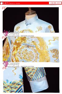 Hỉ Phục Tân Lang Tone Xanh Dương Cặp Long Phục Mới 2024