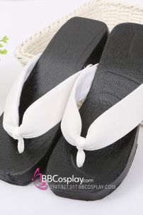 Guốc Gỗ Geta Bản Gỗ Đen Quai Trắng