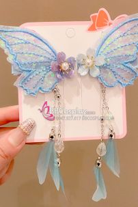 Cặp Kẹp Tóc Bướm Xinh Tone Xanh Dương