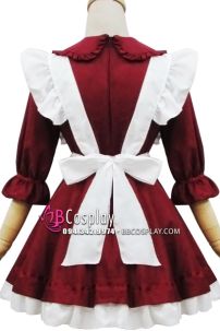 Đồ Maid Đỏ Đô Nơ Sọc Tay Lở