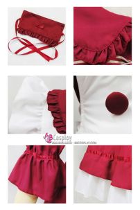Đồ Maid Đỏ Đô Nơ Sọc Tay Lở