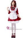 Trang Phục Maid Đỏ Đô Nơ Sọc Tay Lở