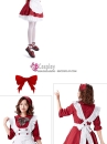 Trang Phục Maid Đỏ Đô Nơ Sọc Tay Lở