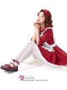 Trang Phục Maid Đỏ Đô Nơ Sọc Tay Lở