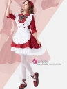 Trang Phục Maid Đỏ Đô Nơ Sọc Tay Lở