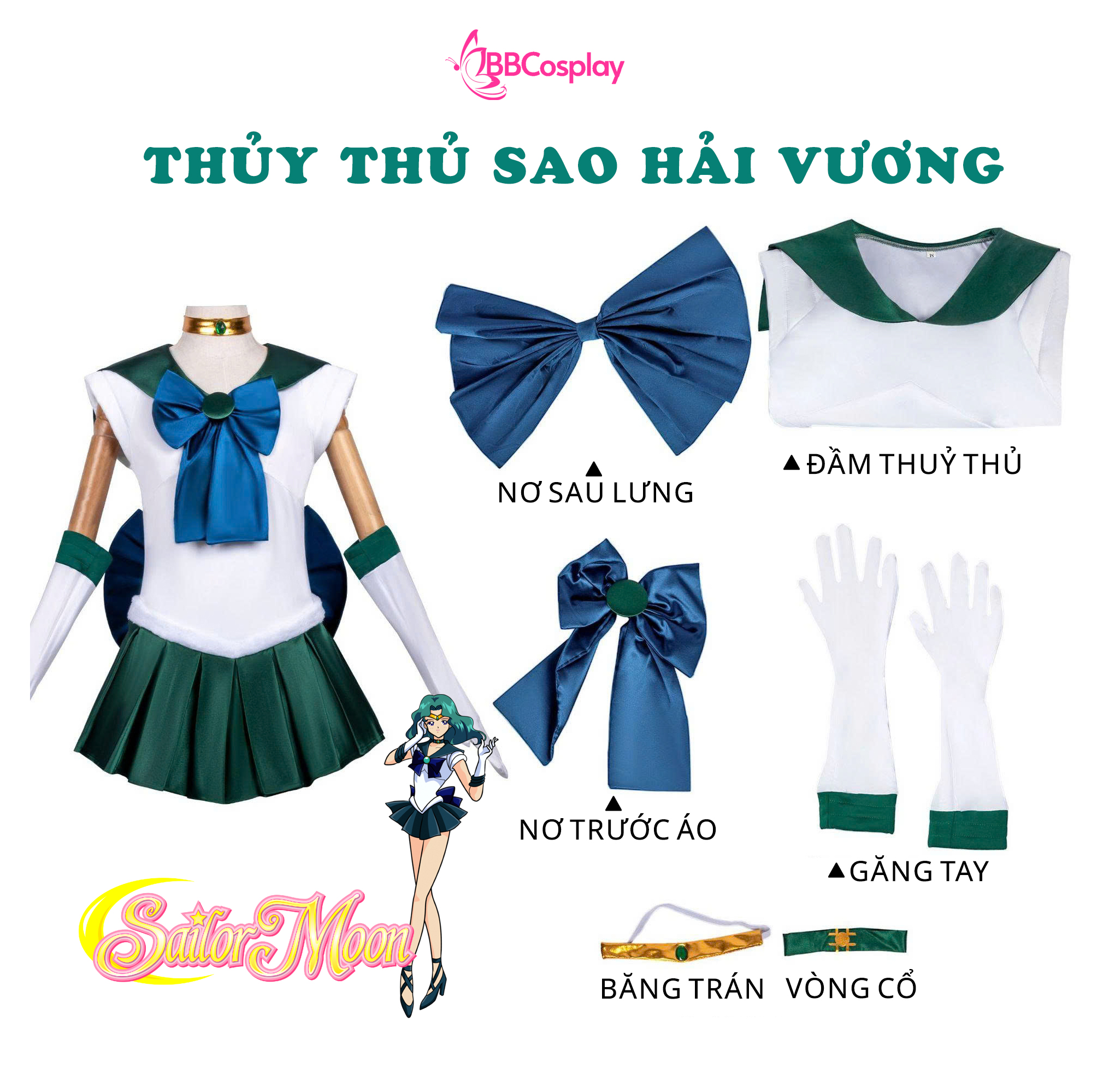 Đồ Cosplay Thủy Thủ Sao Hải Vương Kaiō Michiru -  Sailor Neptune