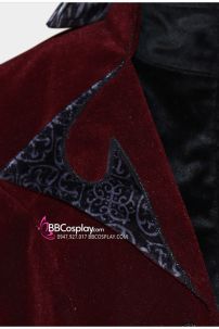 Vest Tuxedo Đỏ Nhung Gothic Phong Cách Steampunk Vest Dracula