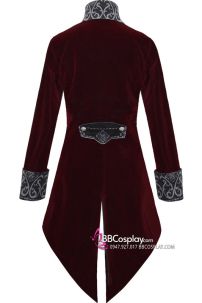 Vest Tuxedo Đỏ Nhung Gothic Phong Cách Steampunk Vest Dracula