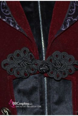 Vest Tuxedo Đỏ Nhung Gothic Phong Cách Steampunk Vest Dracula