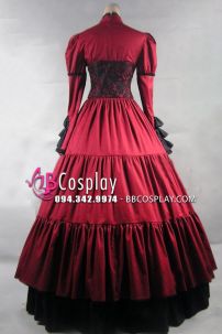Đầm Nữ Bá Tước Đỏ Phối Đen