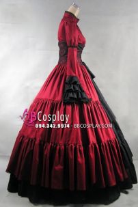 Đầm Nữ Bá Tước Đỏ Phối Đen