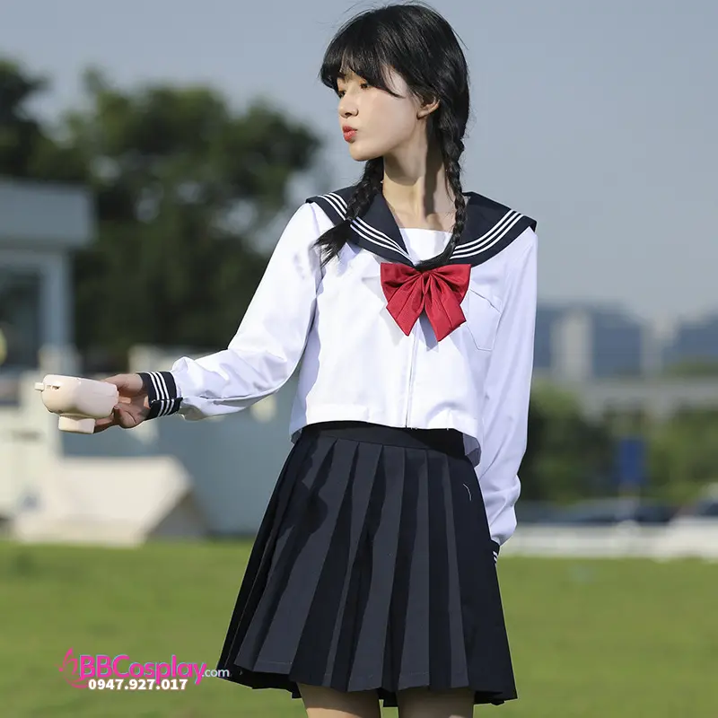 Đồng Phục Nữ Sinh Cơ Bản Tay Dài - 3 Sọc