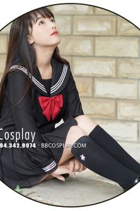 Trang Phục Seifuku Nữ Sinh Tay Dài Áo Đen Váy Đen