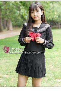 Trang Phục Seifuku Nữ Sinh Tay Dài Áo Đen Váy Đen
