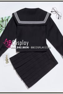 Trang Phục Seifuku Nữ Sinh Tay Dài Áo Đen Váy Đen