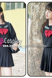 Trang Phục Seifuku Nữ Sinh Tay Dài Áo Đen Váy Đen