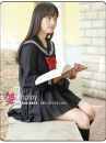 Đồ Seifuku Nữ Sinh Tay Dài Áo Đen Váy Đen - 3 Sọc
