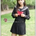 Đồ Seifuku Nữ Sinh Tay Dài Áo Đen Váy Đen - 3 Sọc