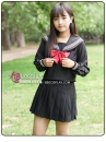 Đồ Seifuku Nữ Sinh Tay Dài Áo Đen Váy Đen - 3 Sọc