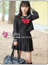 Đồ Seifuku Nữ Sinh Tay Dài Áo Đen Váy Đen - 3 Sọc
