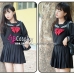 Đồ Seifuku Nữ Sinh Tay Dài Áo Đen Váy Đen - 3 Sọc