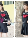 Đồ Seifuku Nữ Sinh Tay Dài Áo Đen Váy Đen - 3 Sọc