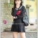 Đồ Seifuku Nữ Sinh Tay Dài Áo Đen Váy Đen - 3 Sọc