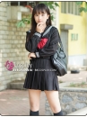 Đồ Seifuku Nữ Sinh Tay Dài Áo Đen Váy Đen - 3 Sọc