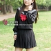 Đồ Seifuku Nữ Sinh Tay Dài Áo Đen Váy Đen - 3 Sọc