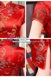 Sườn Xám Phượng Hoàng Đỏ Bến Thượng Hải