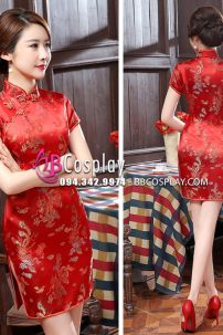 Sườn Xám Phượng Hoàng Đỏ Bến Thượng Hải