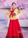 Hanbok Hàn Quốc Cổ Trang Áo Vàng Dài Váy Đỏ