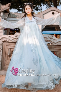 Bộ Hán Phục Tịnh Yên Tone Trắng Xanh