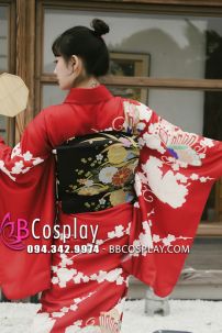 Kimono Chuẩn Nhật Đỏ Nữ Tính