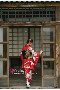 Kimono Chuẩn Nhật Đỏ Nữ Tính