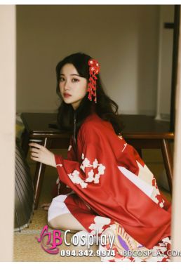 Kimono Chuẩn Nhật Đỏ Nữ Tính