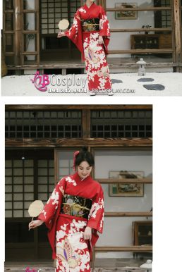 Kimono Chuẩn Nhật Đỏ Nữ Tính