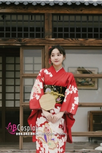 Kimono Chuẩn Nhật Đỏ Nữ Tính