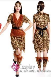 Đồ Người Rừng Nữ Da Beo Viền Lông