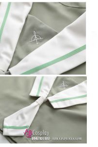 Bộ Váy Nữ Sinh Xanh Matcha Tay Dài