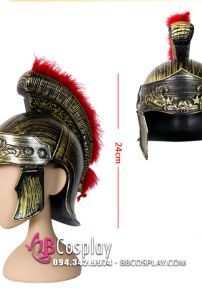 Mũ Chiến Binh La Mã Vàng Đồng Có Lông
