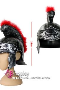 Mũ Chiến Binh La Mã Bạc Có Lông Đỏ