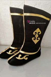 Giày Cổ Trang Nam Đen Viền Vàng